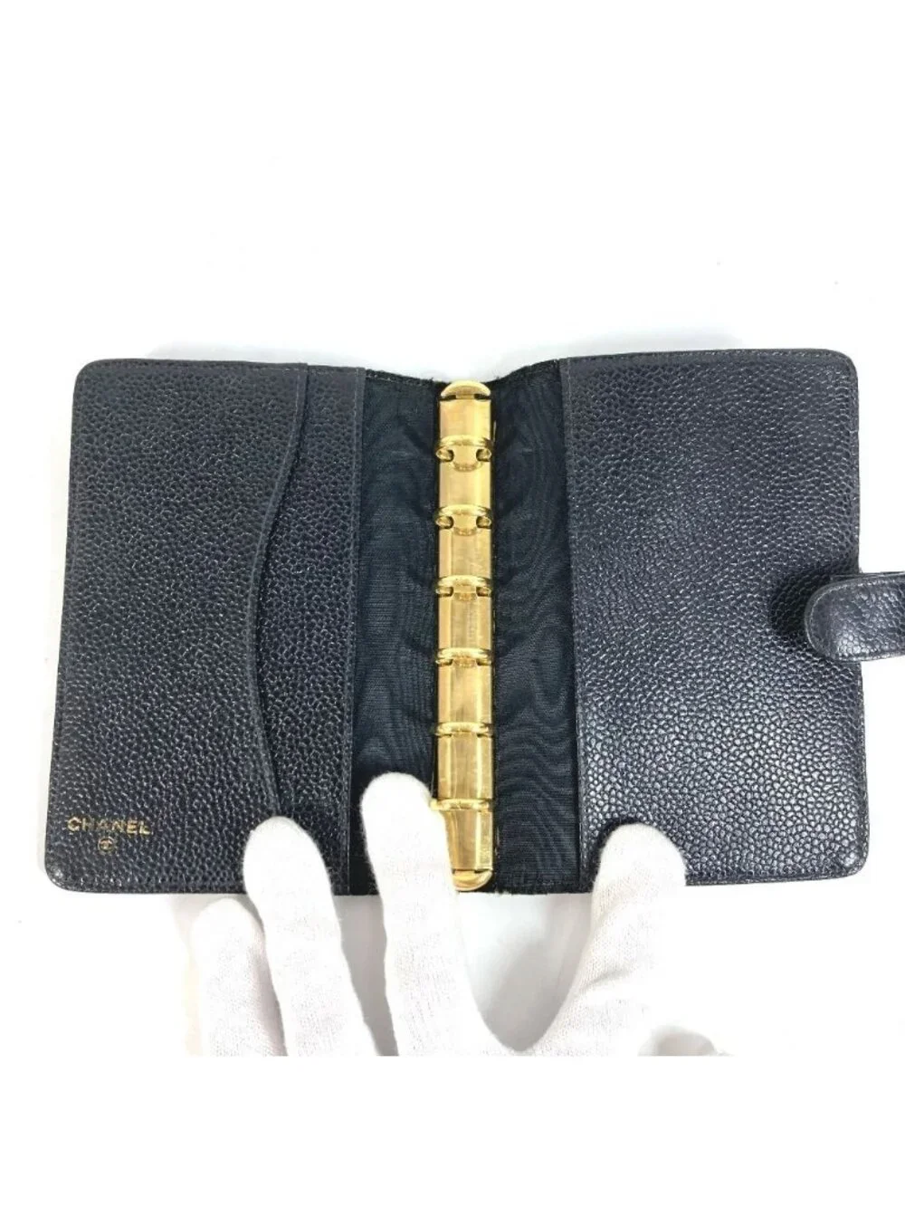 Chanel Notebook Cover CC Logo Caviar Leather Black Agenda